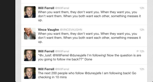 Worrying that we're 'on to him' Vince directs Will to toss out a few token "independent" tweets but quickly reels him back in line. Free Will! Circa April 22, 2013